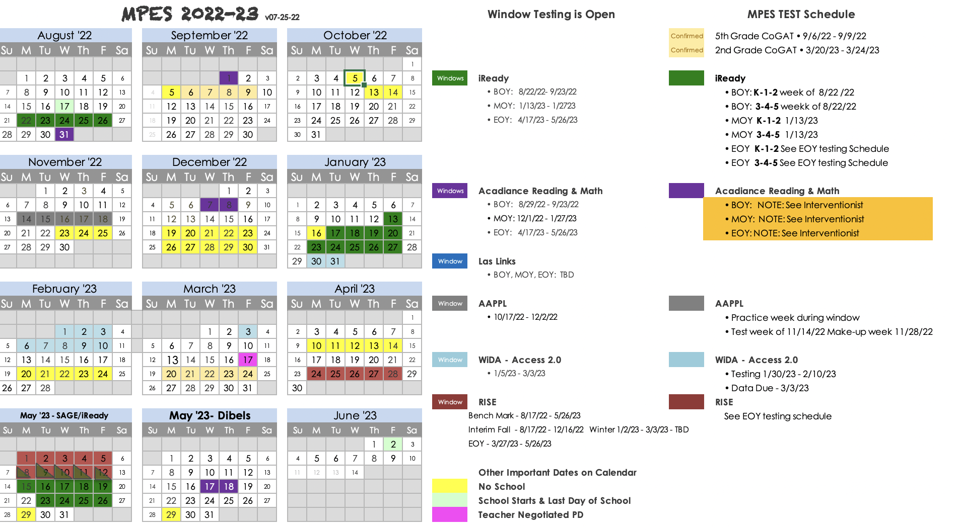 Picture of Testing Calendar